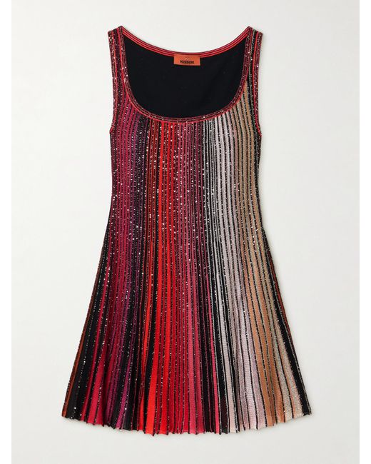 Missoni Sequin-Embellished Striped Metallic Crochet-Knit Mini Dress in Red | Lyst Missoni Sequin-Embellished Striped Metallic Crochet-Knit Mini Dress in Red | Lyst