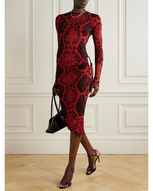 The Attico Open-Back Gathered Jacquard-Knit Midi Dress