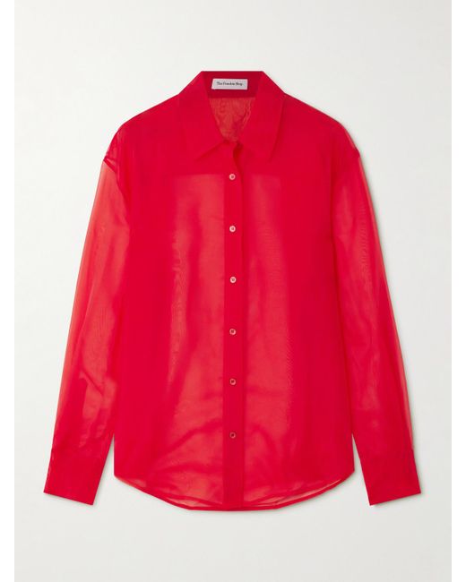 Frankie Shop Red Peri Silk-Blend Organza Shirt