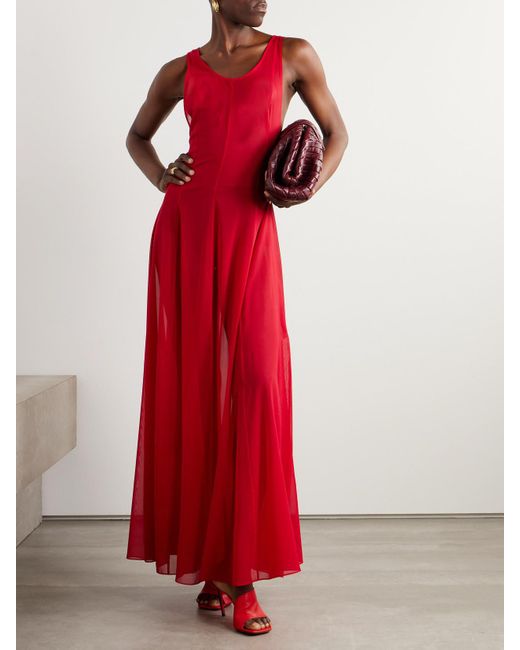 Peter Do Red Silk-Blend Maxi Dress