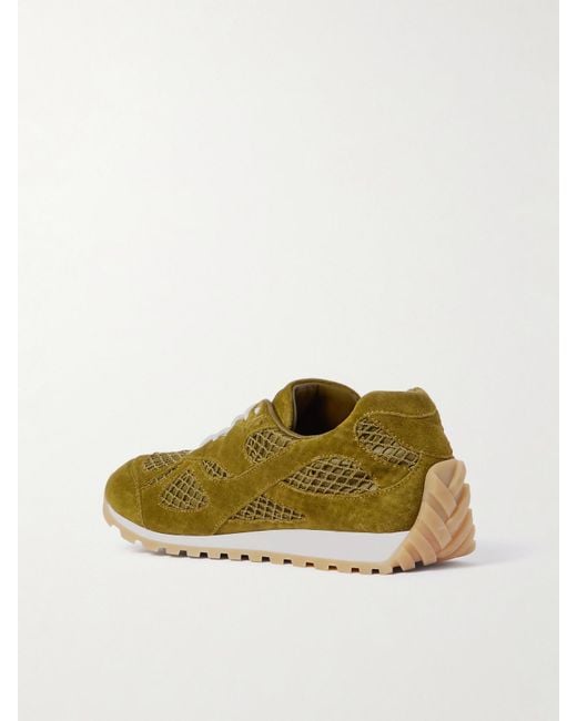 Baskets En Daim, Cuir Et Résille Orbit Bottega Veneta en coloris Green