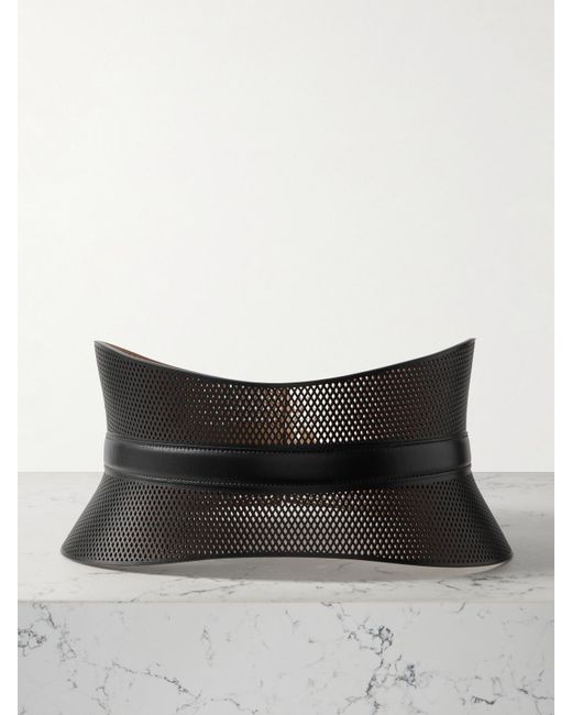 Alaïa Gray Neo Bustier Laser-Cut Leather Belt