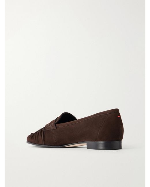 Aeyde Brown Aldous Suede Penny Loafers