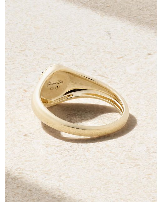 Yvonne Léon Natural Baby Chevalière 9-Karat, Coral And Diamond Signet Ring