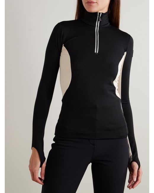 Moncler Black Color-Block Stretch-Jersey Base Layer