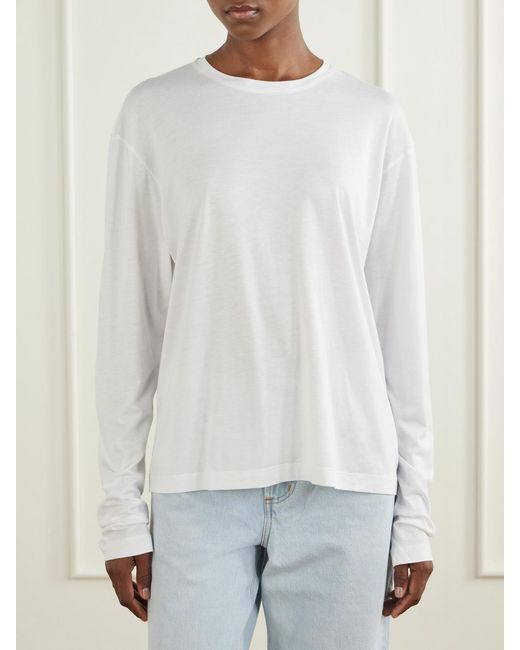 Totême  White Lyocell And Cotton-Blend Jersey T-Shirt