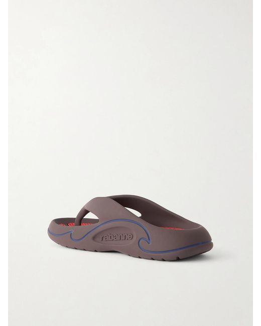Rabanne Brown 3D Logo-Embossed Thong Sandals
