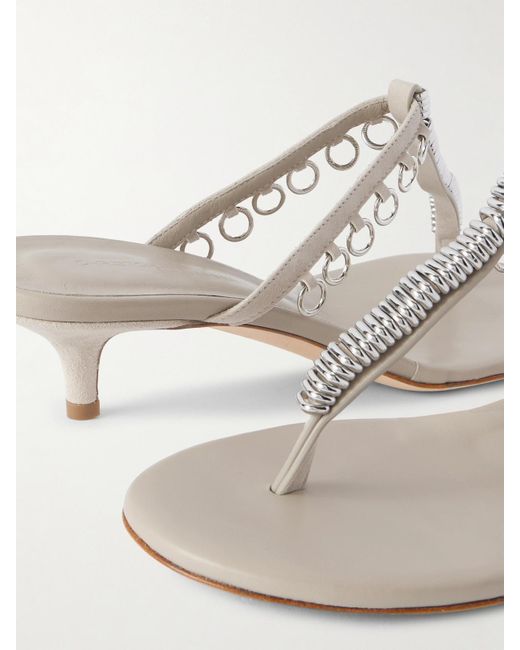 Christopher Esber White Pierced Embellished Suede Sandals