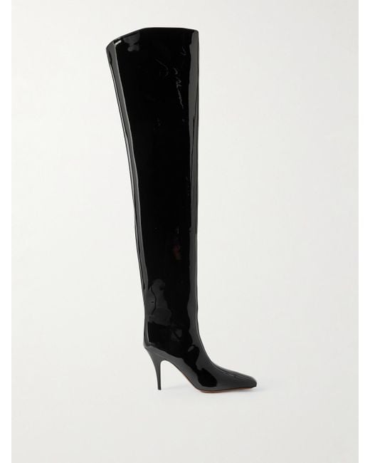 Stella McCartney Black Glänzende Overknees