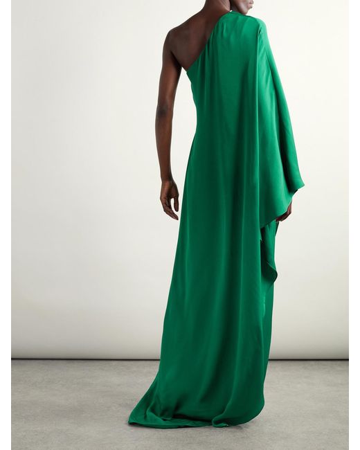 Tom Ford Green Asymmetric One-Shoulder Crepe Dress