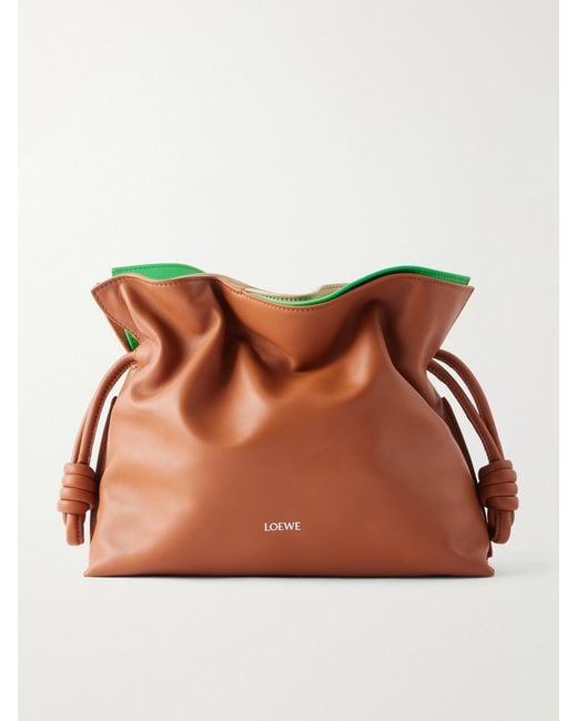 Loewe Brown Flamenco Layers Medium Leather Clutch