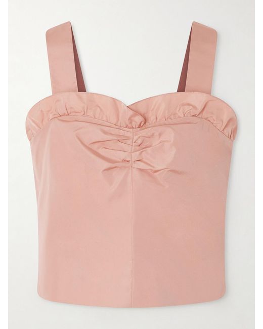 Chloé Pink Cropped Ruffled Taffeta Top