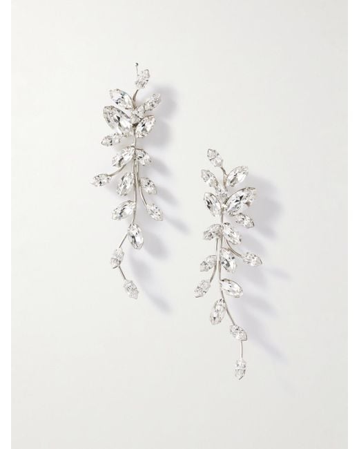 Jennifer Behr White Vivica-Tone Crystal Earrings