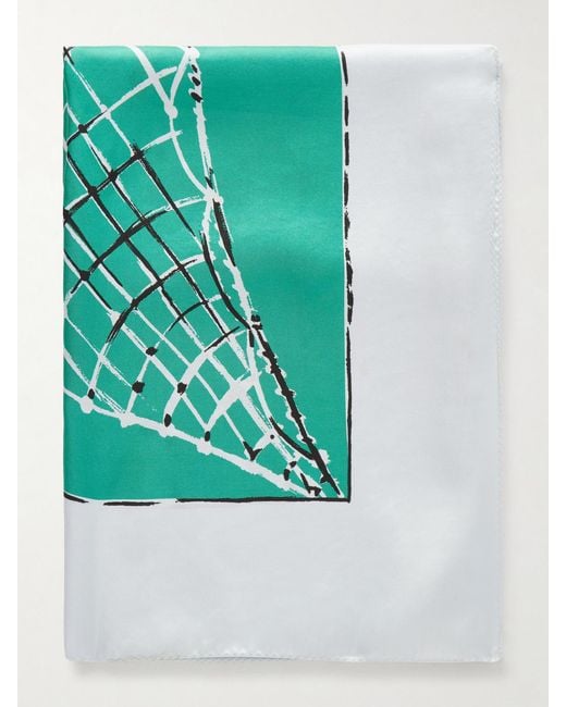Altuzarra Blue Fishnet Printed Silk-Twill Scarf