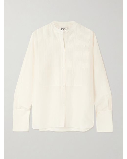 Twp Natural The Night Before Pintucked Cotton And Silk-Blend Voile Shirt