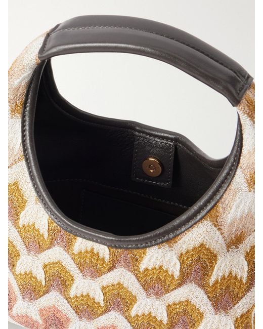 Missoni Brown Hobo Leather-Trimmed Metallic Crochet-Knit Tote