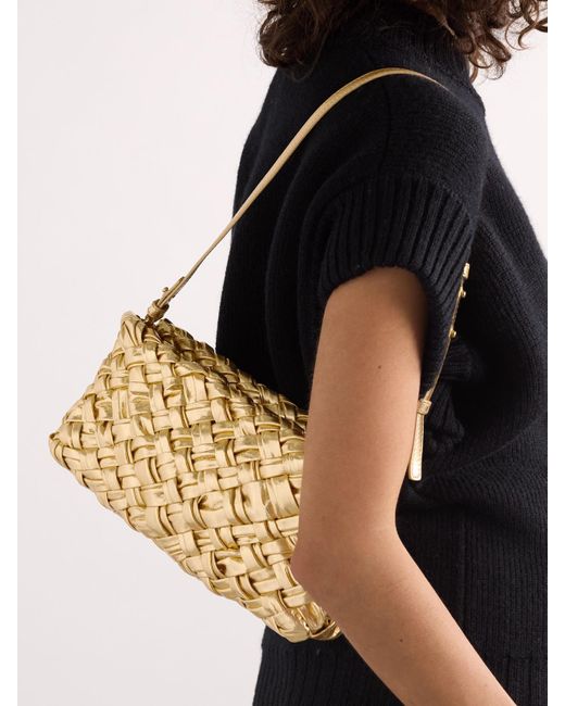 Bottega Veneta Kalimero Cha-Cha Gathered Intrecciato Metallic Leather Shoulder Bag