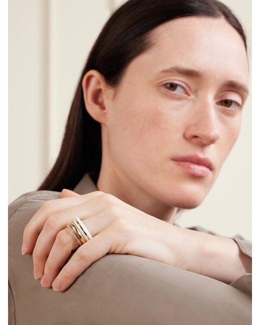 BY PARIAH Natural Set Of A Three 14-Karat Recycled, Diamond And Agate Rings
