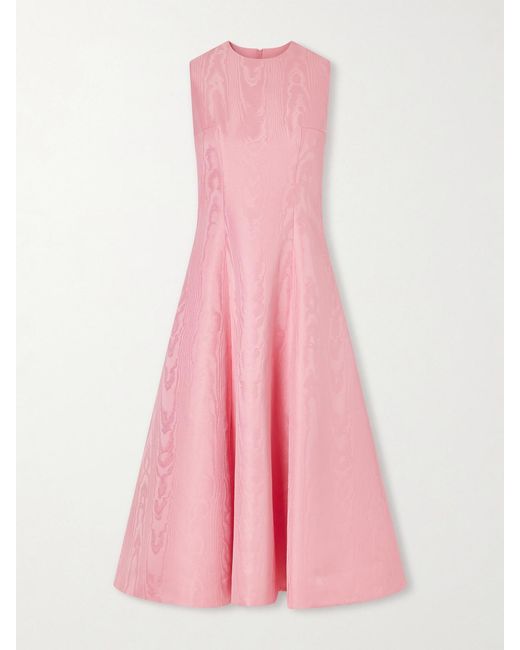 Emilia Wickstead Pink Mara Moire Midi Dress