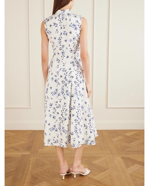 Emilia Wickstead White Joelle Floral-Print Silk Midi Dress