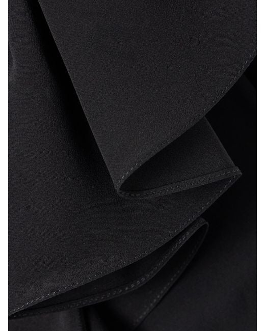 Alessandra Rich Black Midikleid Aus Crêpe De Chine Aus Seide Mit Falten, Raffungen Und Verzierungen