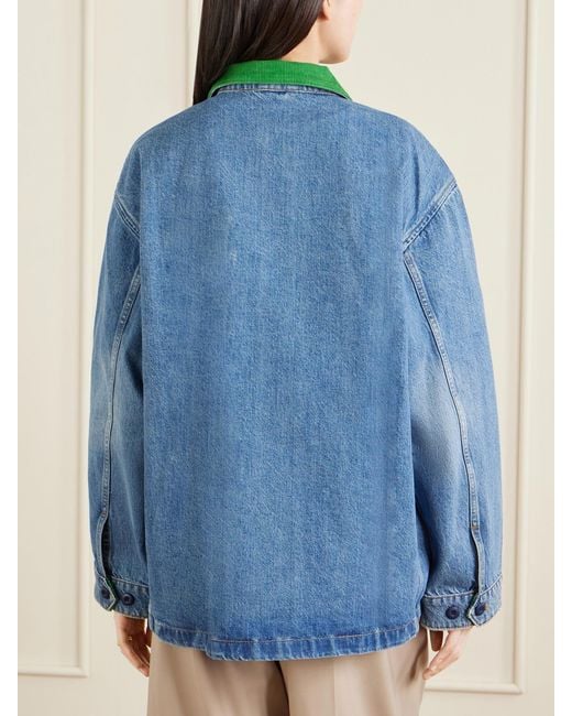 Doen Blue Pascual Corduroy-Trimmed Denim Jacket