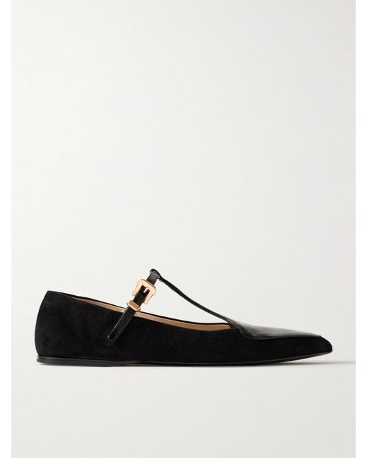 Babies En Daim À Finitions En Cuir Verni Liv Gabriela Hearst en coloris White
