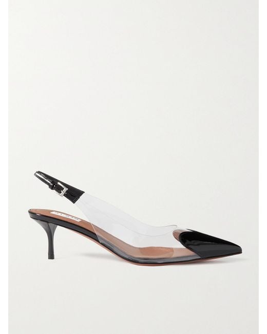 Alaïa Natural Le Cœur 55 Pu And Patent-Leather Slingback Pumps