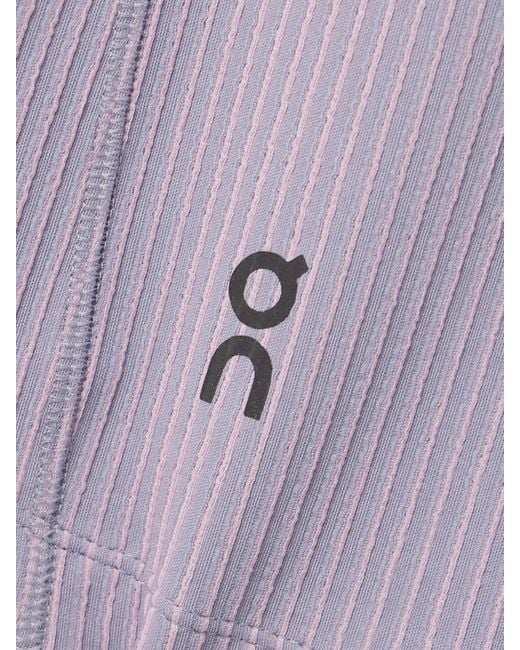 On Shoes Purple All-Day Minikleid Aus Recyceltem, Geripptem Stretch-Material