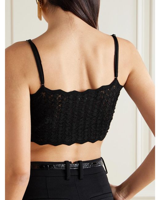 Saint Laurent Black Verkürztes Oberteil Aus Lochstrick