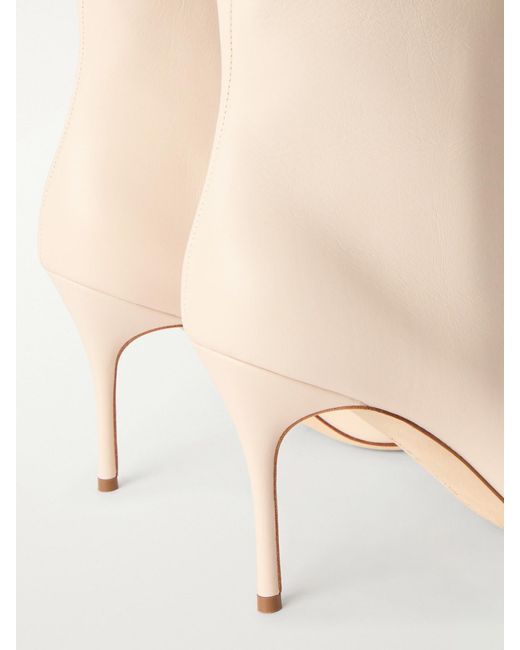 Manolo Blahnik Natural Insopo 90 Leather Ankle Boots