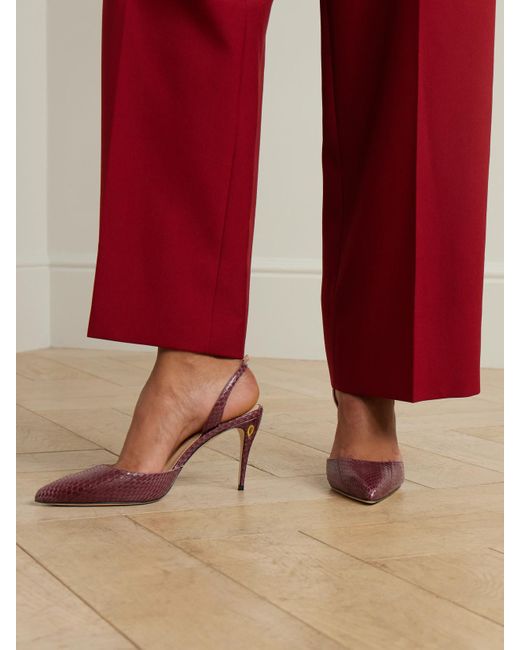 JENNIFER CHAMANDI Pink Vittorio 85 Elaphe Point-Toe Slingback Pumps