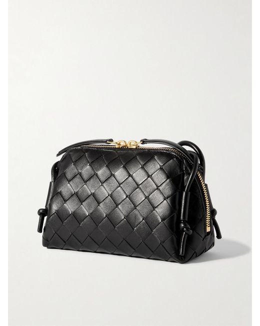 Bottega Veneta Black Concert Pouch Intrecciato Leather Shoulder Bag