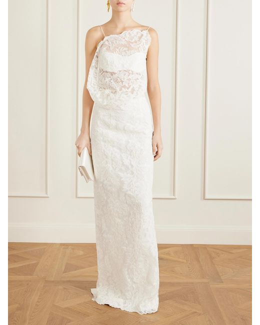 Christopher Esber White Reverie Lace And Silk-Satin Skirt