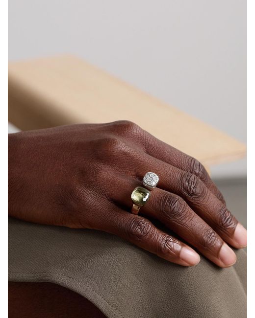 Pomellato White Nudo Ring Aus 18 Karat Rosé- Und Weißgold Mit Prasiolith Und Diamanten