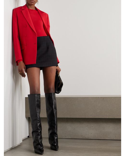 Wardrobe NYC Black Contour Checked Wool Mini Skirt