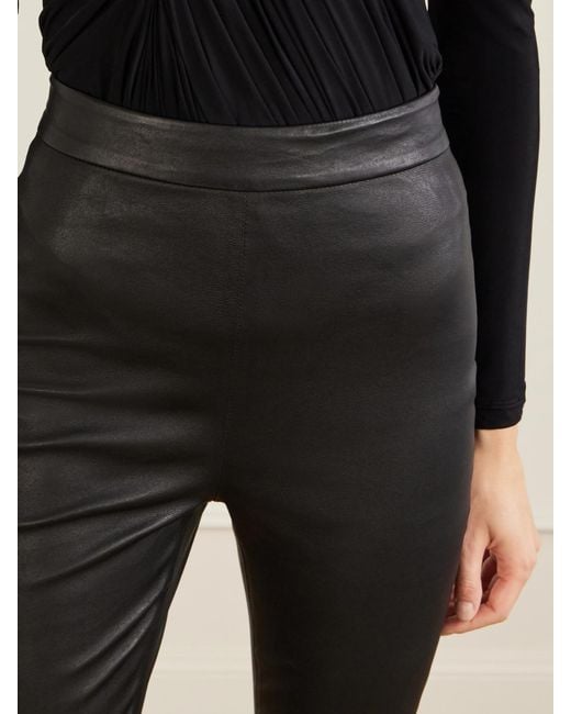 Balmain Gray Leather Straight-Leg Pants