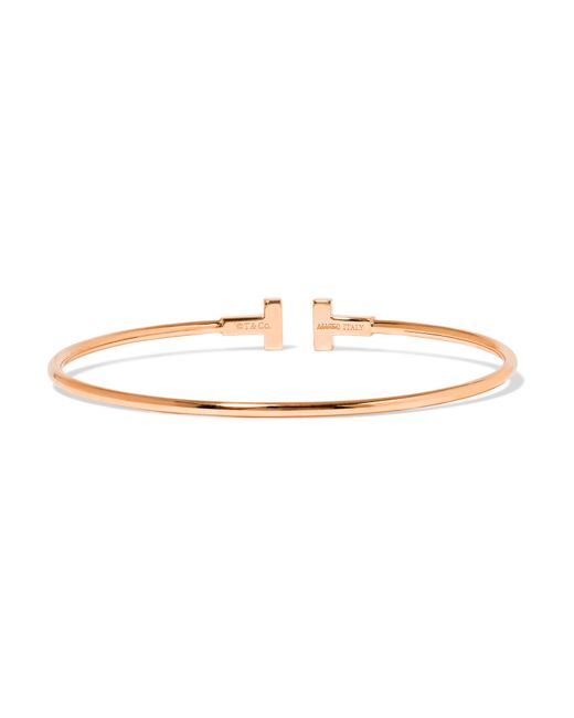 Tiffany T Wire Bracelet in Rose Gold with Mother-of-pearl