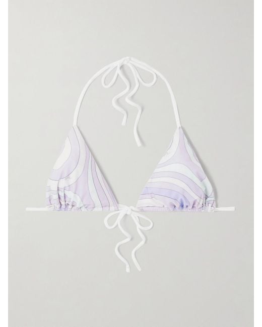 Emilio Pucci White Triangle Bikini Top