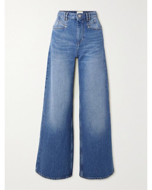 Isabel Marant Blue Lemony Hoch Sitzende Jeans Mit Weitem Bein