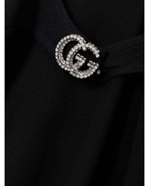Gucci Black Crystal-Embellished Open-Back Crepe Gown