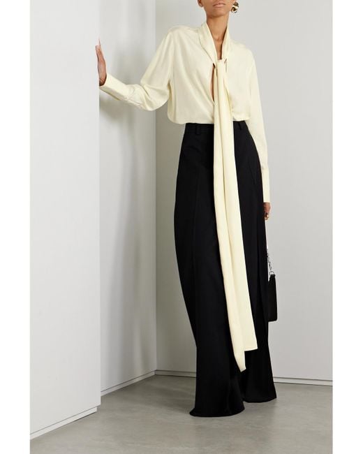 Givenchy White Pussy-Bow Silk Blouse
