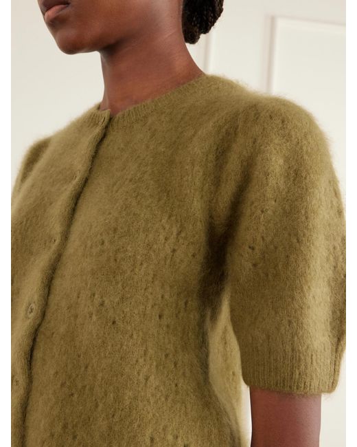 FRAME Green The Airy Wool And Cashmere-Blend Cardigan