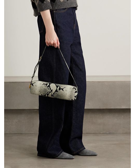 Khaite Metallic Kye Snake-Effect Leather Shoulder Bag
