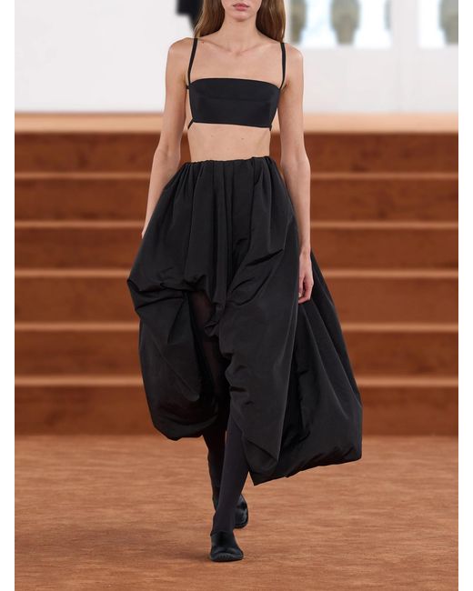 Jil Sander Black Asymmetric Shell Midi Skirt