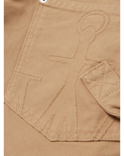 J.W. Anderson Natural Twisted Asymmetric Embroidered Cotton-Canvas Pants