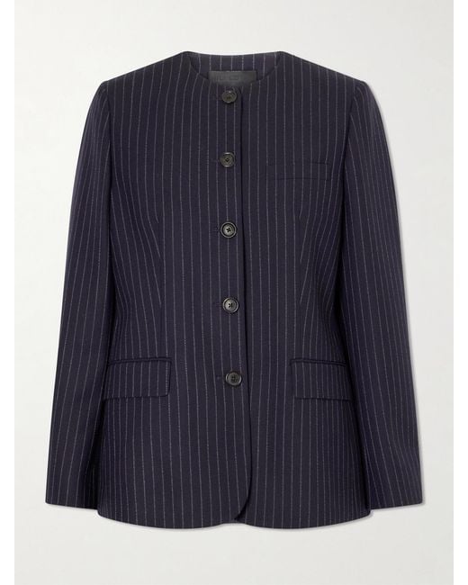 Nili Lotan Blue Gertrude Pinstripe Wool-Twill Jacket