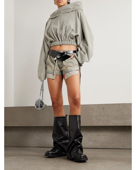 Rick Owens Gray Verkürzter Hoodie Aus Jersey Aus Einer Baumwollmischung