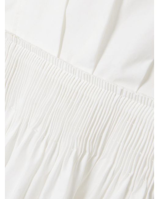 Joseph White Kathe Gathered Cotton-Poplin Midi Dress