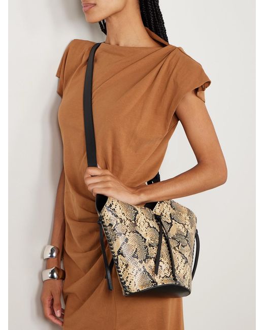 Isabel Marant Gray Tampa Mini Snake-Effect Leather Bucket Bag